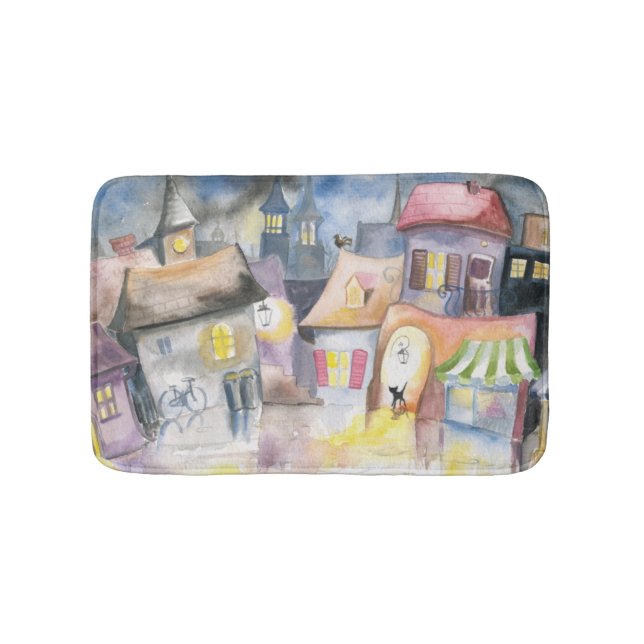Tapis De Bain Petite ville la nuit (Devant)