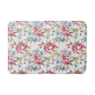 Tapis De Bain Petunias roses et Sky Blue Daisies