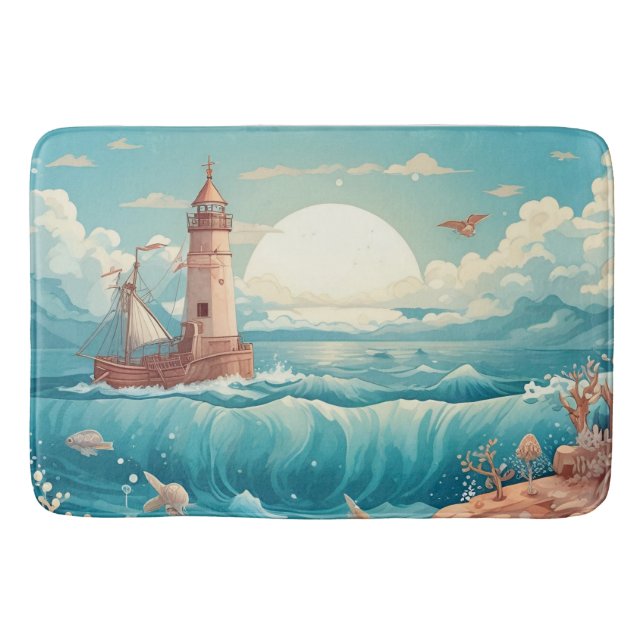 Tapis De Bain Phare coloré & Ocean Dreamscape (Devant)