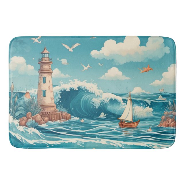Tapis De Bain Phare de Cute & Ocean Dreamscape (Devant)