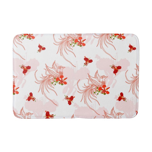 Tapis De Bain Phoenix Oiseau Et Phoenix Fleur Motif Sans Faille (Devant)