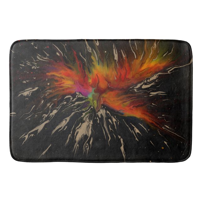 Tapis De Bain Phoenix Rising – Art abstrait d'explosion de feu (Devant)