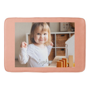 Tapis De Bain Photo de votre enfant et nom en écriture, pêche