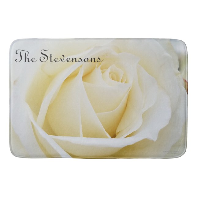 Tapis De Bain Photo Gros plan de Rose Blanche (Devant)