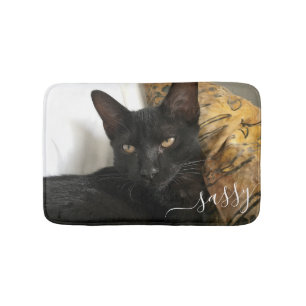 Tapis De Bain Photo personnalisée Plat Chat Doux Mat avec Nom de
