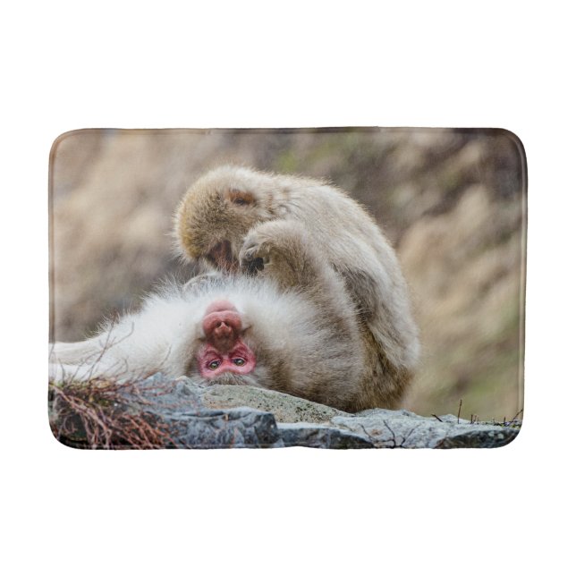 Tapis De Bain Photographie animale, singe macaque (Devant)