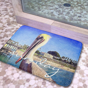 Tapis De Bain Photographie de jour de soleil d'oiseau pélican de