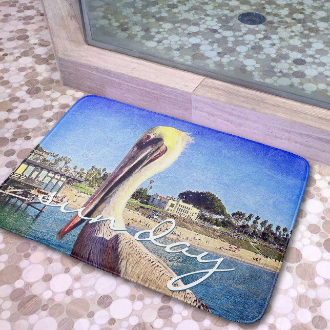 Tapis De Bain Photographie de jour de soleil d'oiseau pélican de (Créateur téléchargé)
