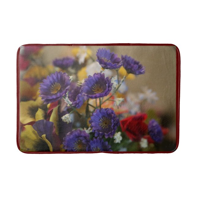 Tapis De Bain Photographie Fleurs violettes Blanche polaire (Devant)