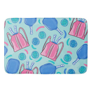 Tapis De Bain Pickleball Paddles et Balls Blue