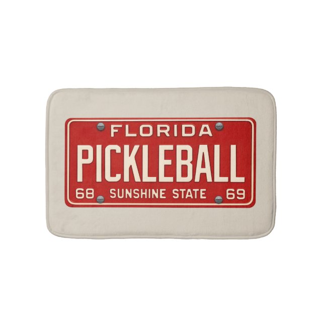 Tapis De Bain Pickleball Player Fan Retro Florida License Plate (Devant)