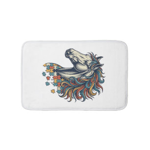 Tapis De Bain Pièce de puzzle de cheval coloré T-Sh gravure vint