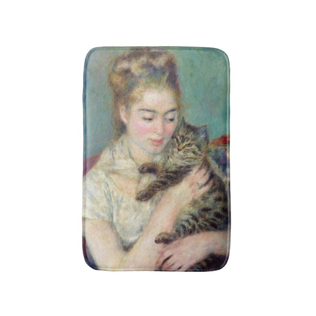Tapis De Bain Pierre-Auguste Renoir - Femme avec chat (Devant (Vertical))