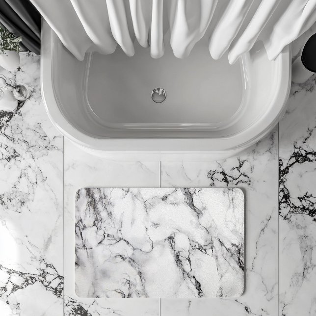 Tapis De Bain Pierre en marbre blanc noir et gris (Créateur téléchargé)