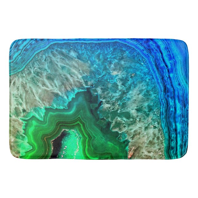 Tapis De Bain Pierre minérale Turquoise Vert Agate (Devant)