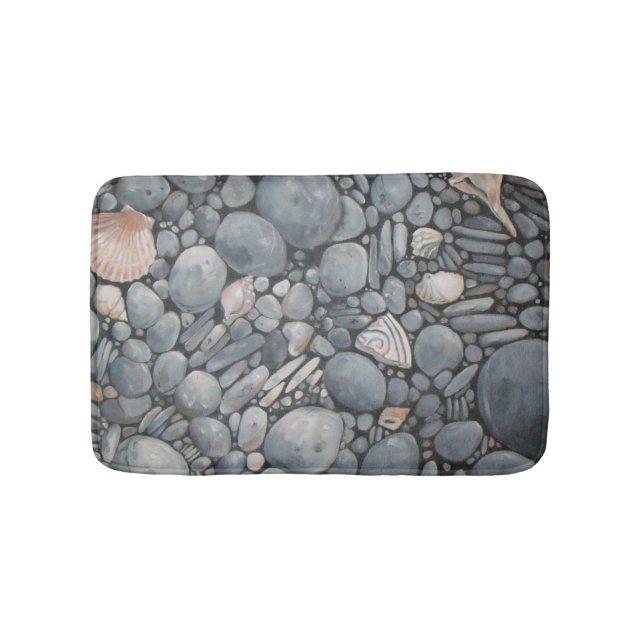 Tapis De Bain Pierres de plage Coques Galets Rochers Peinture Ar (Devant)