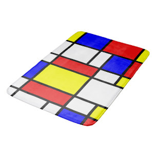 Tapis De Bain Piet Mondrian Art Style moderne brillant coloré