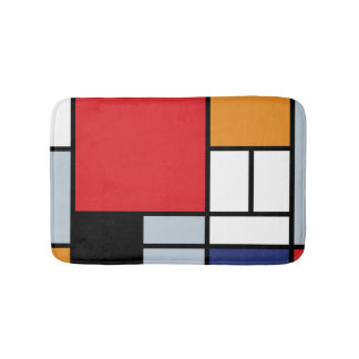 Tapis De Bain Piet Mondrian - Composition avec grand plan rouge