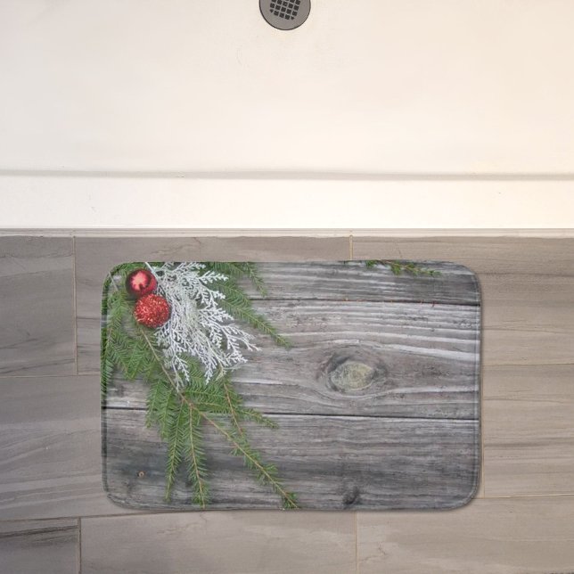 Tapis De Bain Pin Et Bois Patiné Mat De Bain De Noël (Créateur téléchargé)