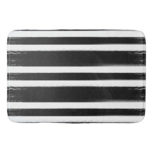 Tapis De Bain Pinceau de peinture à rayures noir et blanc