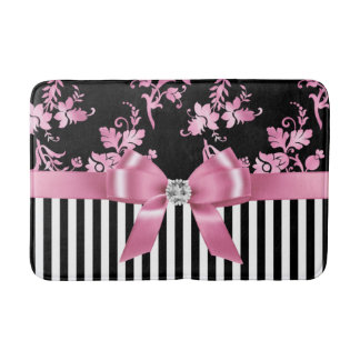 Tapis De Bain Pinceau rose Glam - Pinceau rose-Noir - Papillons 