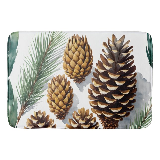 Tapis De Bain Pine Cones Aquarelle Art botanique (Devant)
