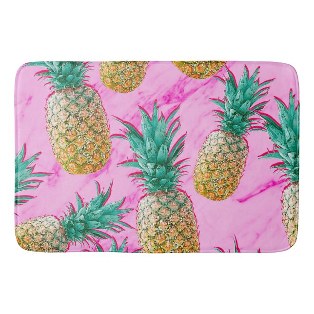Tapis De Bain Pineapples tropicales et Pink Marble Colorful (Devant)