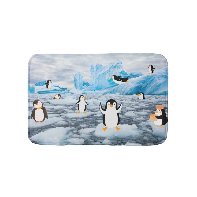 Tapis De Bain pingouins mignons dans la glace de l'Antarctique (Devant)