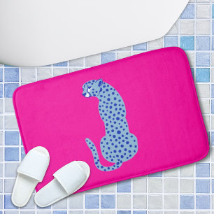 Tapis De Bain Pink & Blue Modern Jungle Cheetah Mat de bain exot