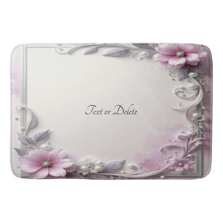 Tapis De Bain Pink Floral Frame Bath Mat