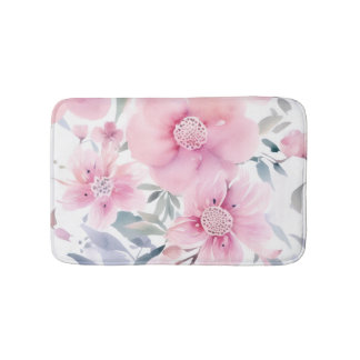 Tapis De Bain Pink Floral Watercolor