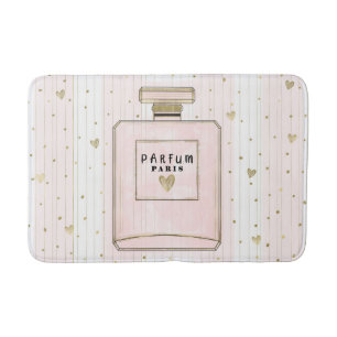 Tapis De Bain Pink & Gold Hearts Paris Parfum Chic Mode