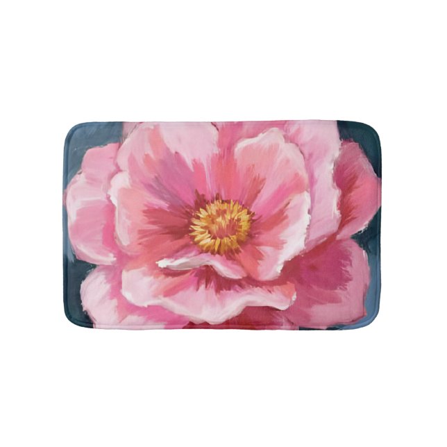 Tapis De Bain Pink Peony Flower Watercolor Floral (Devant)