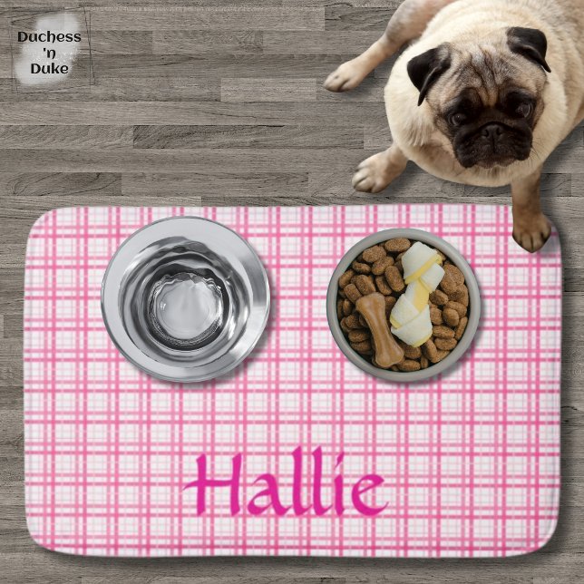 Tapis De Bain Pink Plaid Pattern Absorbent Pet Mat (Pink Plaid Pattern Absorbent Pet Mat)