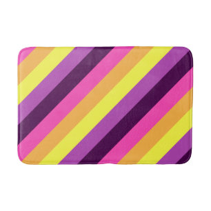 Tapis De Bain Pink Purple Bandes Rétro Moyen Mat Bain