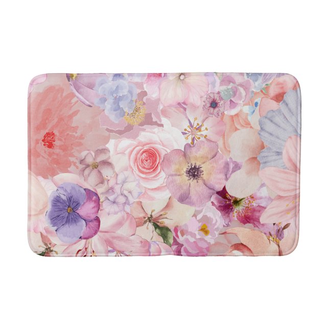 Tapis De Bain Pink & Purple Floral Pattern (Devant)