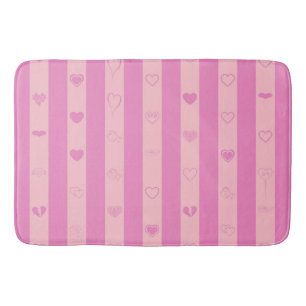 Tapis De Bain Pink Purple Stripes Motif de coeur moderne