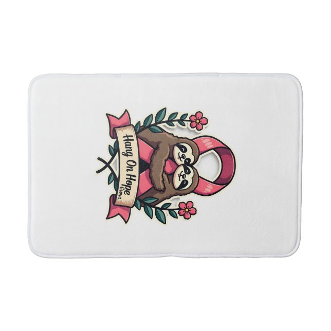 Tapis De Bain Pink Ribbon Sloth Support Vintage Awareness Art (Devant)
