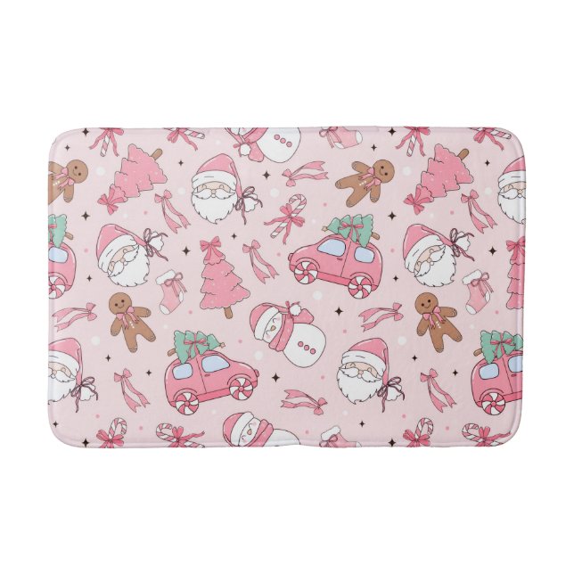 Tapis De Bain Pink Santa Christmas Bath Mat (Devant)
