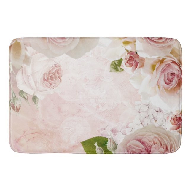 Tapis De Bain Pink Spring Flower Rose Pastel Collage (Devant)