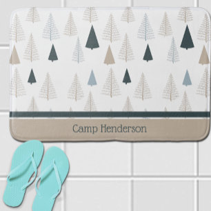 Tapis De Bain Pins primitifs sur blanc