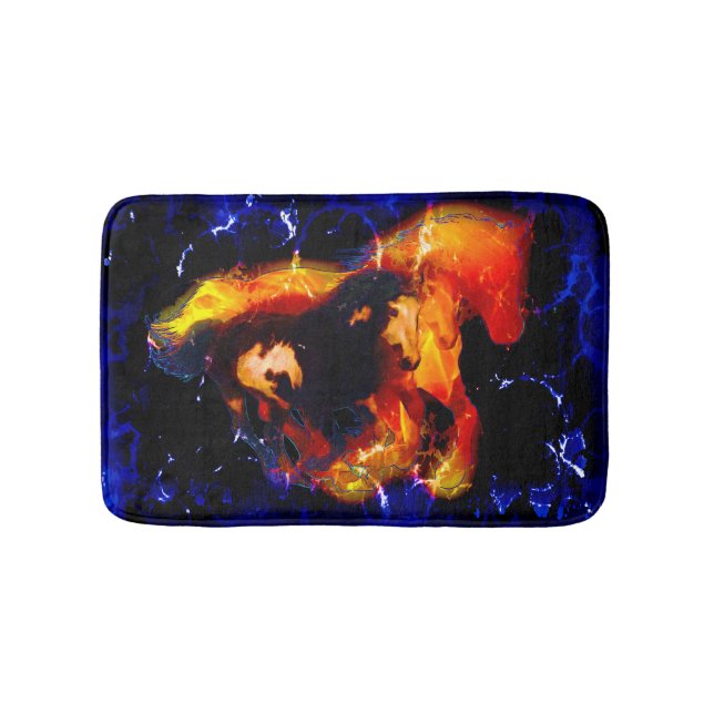 Tapis De Bain Pinto et Flames d'Esprit Spiritueux Thème Equin (Devant)