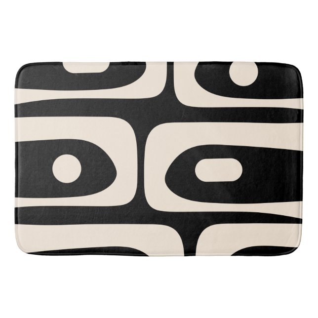 Tapis De Bain Piquet Mid Century moderne Abstrait Motif Noir (Devant)