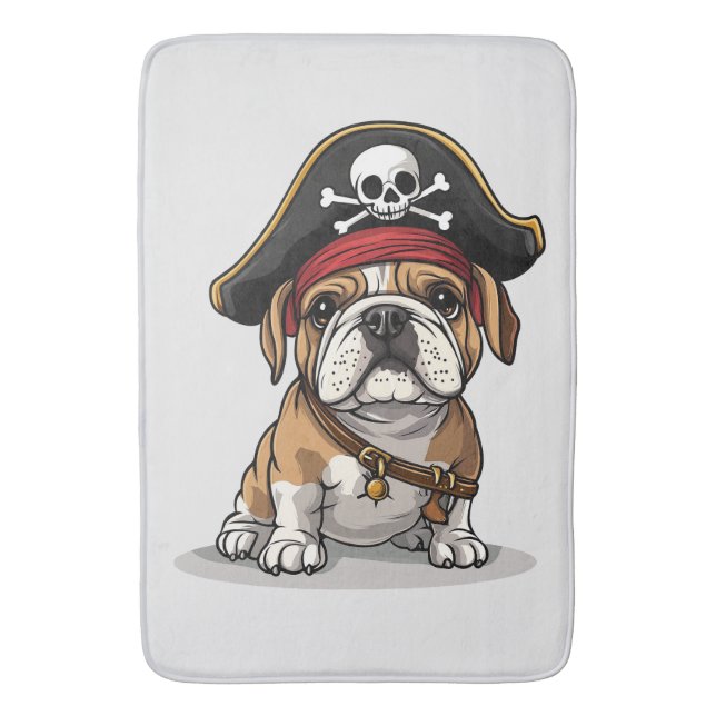 Tapis De Bain Pirate anglais Bulldog Skull Crossbones (devant Vertical)