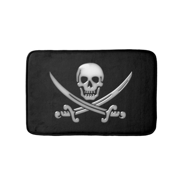 Tapis De Bain Pirate Crâne et os croisés des épées (Devant)