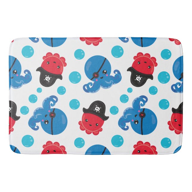 Tapis De Bain Pirate Octopus, Motif de pieuvre, Animaux de mer (Devant)