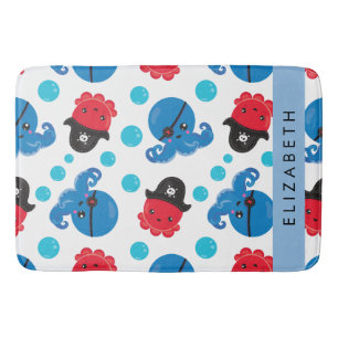 Tapis De Bain Pirate Octopus, Motif Octopus, Mer, Votre Nom