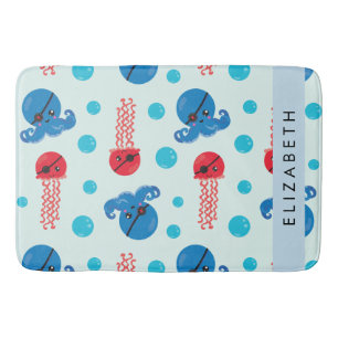Tapis De Bain Pirate Octopus, Pirate Jellfish, Mer, Votre Nom