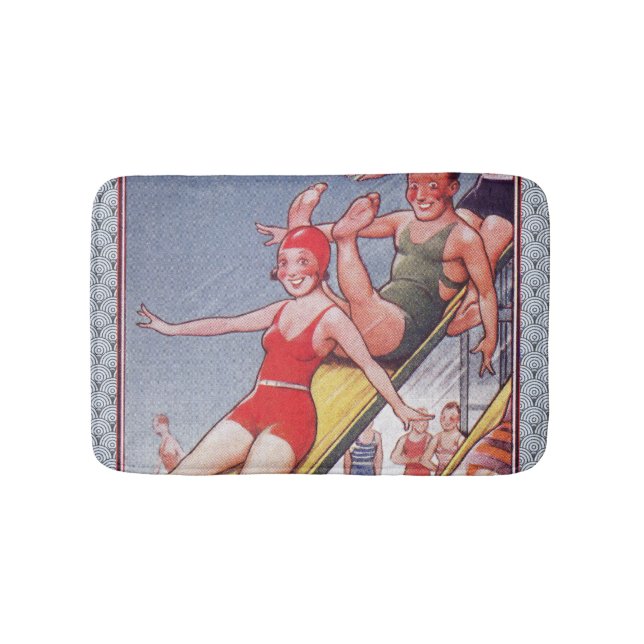 Tapis De Bain Piscine Fête Nage Vintage Été (Devant)