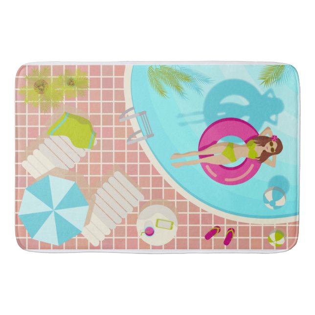 Tapis De Bain Piscine fille en bikini plage d'été (Devant)